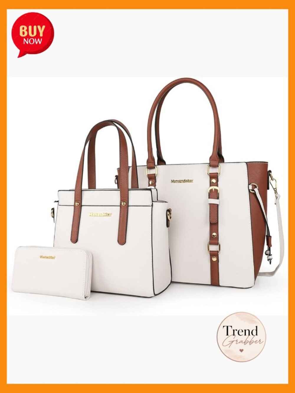 3 Piece Tote Bag Set with Wallet and Satchel Handbag Set